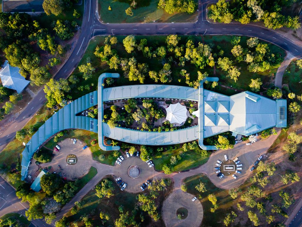 Mercure Kakadu Crocodile Hotel, a crocodile shaped hotel in Kakadu inspired by Crocodile Dundee movie success