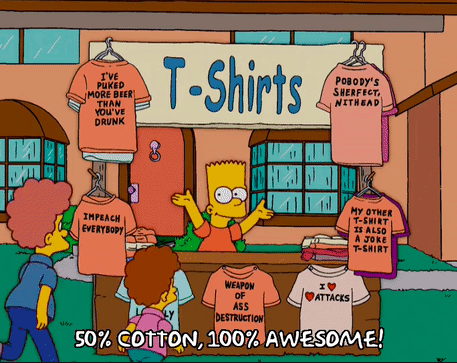 Bart Simpson Selling Homemade T-Shirt On His Lawn