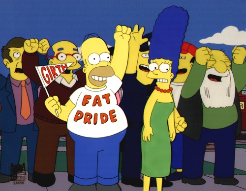 Homer Simpson Wearing Fat Pride T-Shirt with Girth Glad On Sweet And Sour Marge 