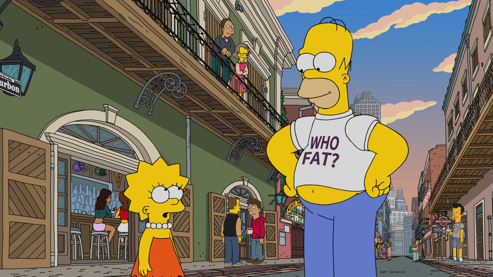 Homer Simpson Wearing Who Fat? T-Shirt In Lisa Gets The Blues New Orleans